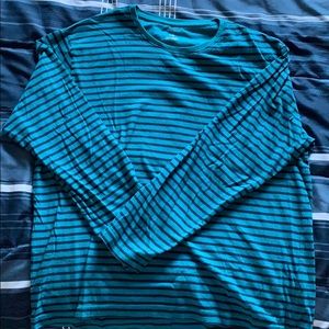 Black and blue striped long sleeved top